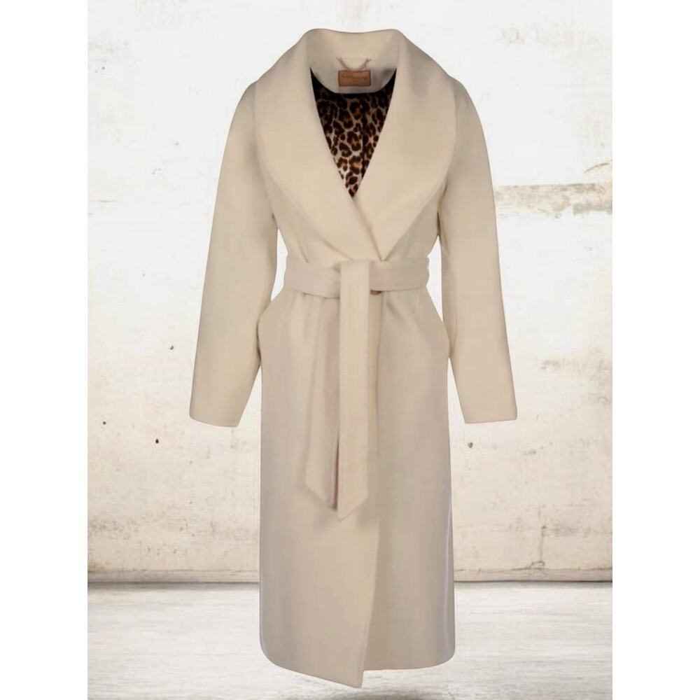 NWT Santinni London “Hepburn” Italian Virgin Wool & Cashmere Coat Size L